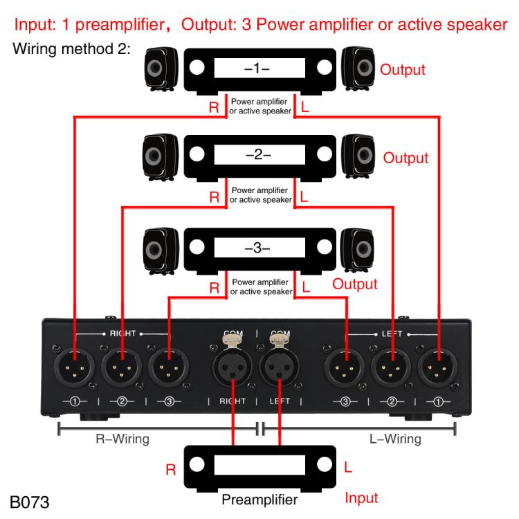 Selector de Sinal Totalmente Balanceado 1 Entrada 3 Saídas, Selector de Linha Balanceada de 3 Canais, Sem Necessidade de Fonte de Alimentação Externa, Comutação Sem Perdas, B073