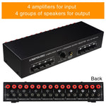 Selector Comutador de Colunas Amplificador de Potência 4 Entradas 4 Saídas, 300W Qualidade de Som por Canal Sem Perdas, B075