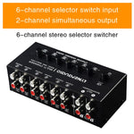 Selector de Sinal de Áudio 6 Entradas 2 Saídas, Comutador de Áudio, Saída Síncrona de 2 Canais Interface RCA, B080