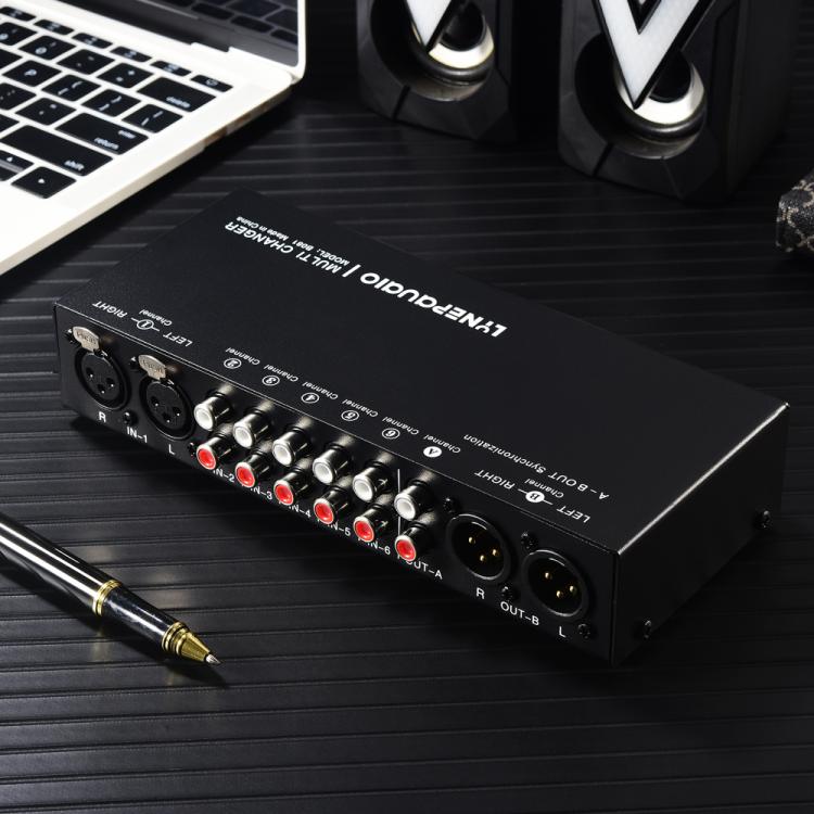 Selector Comutador de Sinal de Áudio 6 Entradas 3 Saídas, Comutador Multi-canal, Controlador de Volume de Coluna Ativo Passivo Totalmente Balanceado, Selector RCA, B081