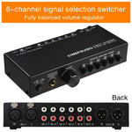 Selector Comutador de Sinal de Áudio 6 Entradas 3 Saídas, Comutador Multi-canal, Controlador de Volume de Coluna Ativo Passivo Totalmente Balanceado, Selector RCA, B081