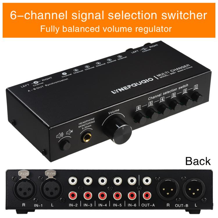 Selector Comutador de Sinal de Áudio 6 Entradas 3 Saídas, Comutador Multi-canal, Controlador de Volume de Coluna Ativo Passivo Totalmente Balanceado, Selector RCA, B081