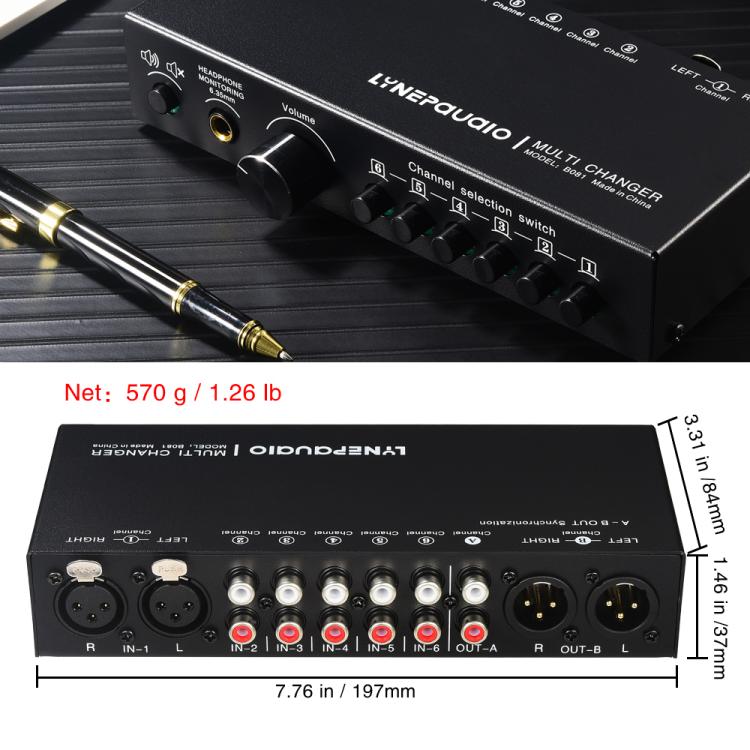 Selector Comutador de Sinal de Áudio 6 Entradas 3 Saídas, Comutador Multi-canal, Controlador de Volume de Coluna Ativo Passivo Totalmente Balanceado, Selector RCA, B081
