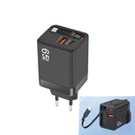 FC1 Cabo Retrátil 3 em 1 Tipo-C 70cm, PD3.0, QC3.0 Carregador USB para Telemóvel, Ficha UE