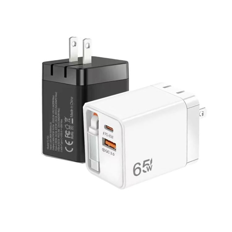 FC1 Cabo Retrátil 3 em 1 Tipo-C 70cm, PD3.0, QC3.0 Carregador USB para Telemóvel, Ficha EUA