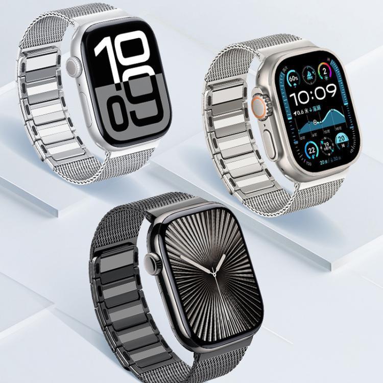 Bracelete Magnética em Aço Inoxidável Trançado em Forma de I, Para Apple Watch 46mm / 49mm / 45mm / 44mm, Para Apple Watch 42mm / 41mm / 40mm / 38mm