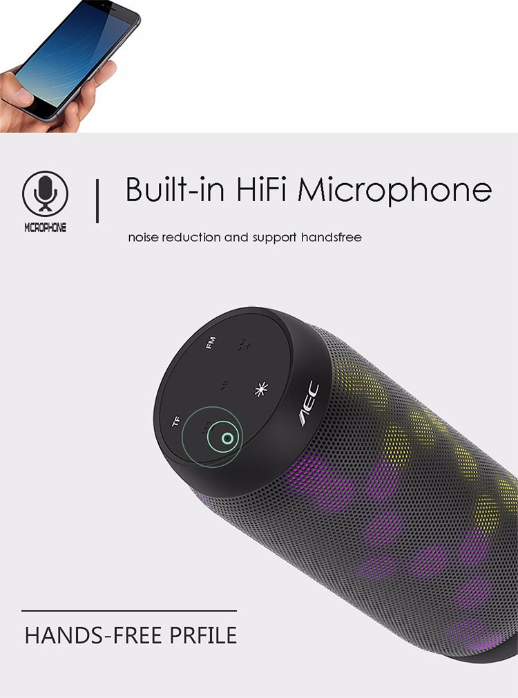 Coluna Estéreo HiFi Sem Fios LED Colorida BQ615 PRO, Combina Bluetooth + Leitor de Cartão TF + Rádio FM + AUX + NFC, BQ615 PRO