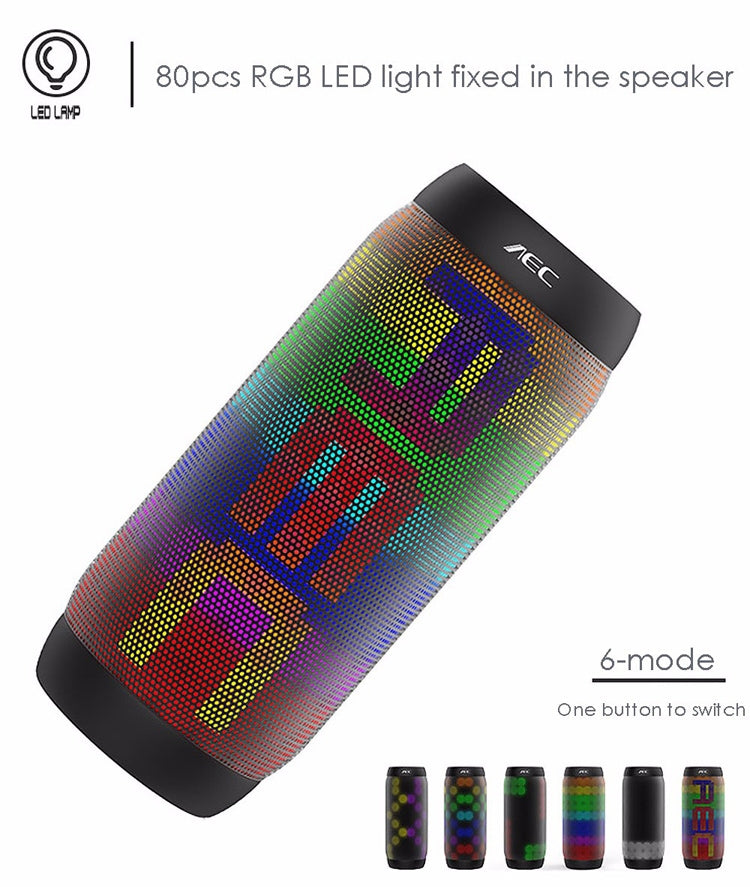Coluna Estéreo HiFi Sem Fios LED Colorida BQ615 PRO, Combina Bluetooth + Leitor de Cartão TF + Rádio FM + AUX + NFC, BQ615 PRO