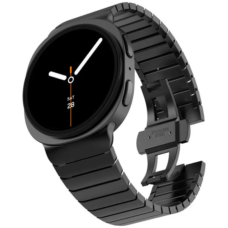 Pulseira de Relógio em Aço Inoxidável com Fivela Borboleta e Uma Conta, Para Samsung Galaxy Watch8 / Watch8 Classic