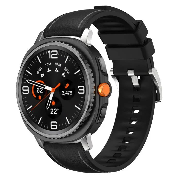 Pulseira de Relógio Híbrida em Silicone com Pele, Para Samsung Galaxy Watch8 / Watch8 Classic