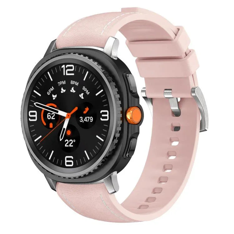 Silicone Hybrid Leather Skin Watch Band, For Samsung Galaxy Watch8 / Watch8 Classic