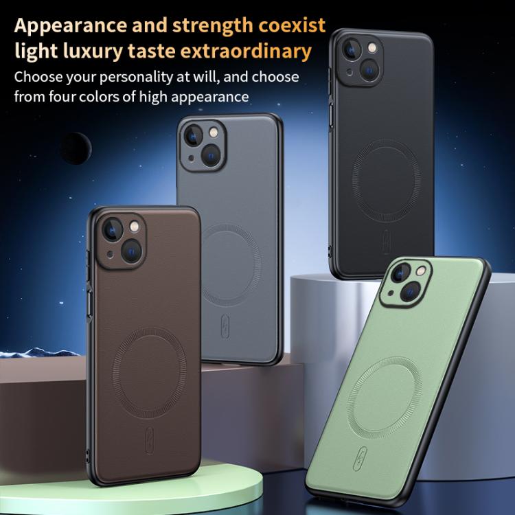Capa para telemóvel em pele lisa com MagSafe e proteção anti-impactos, Para iPhone 15, Para iPhone 14 Plus, Para iPhone 14, Para iPhone 14 Pro, Para iPhone 14 Pro Max, Para iPhone 13 Pro Max, Para iPhone 13 Pro, Para iPhone 13