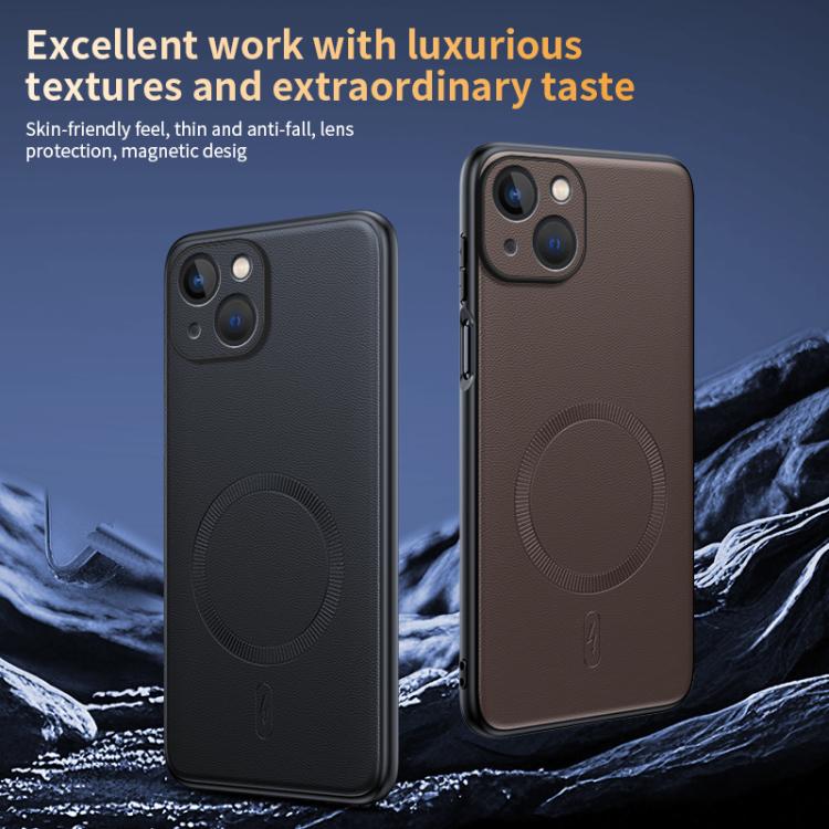 Capa para telemóvel em pele lisa com MagSafe e proteção anti-impactos, Para iPhone 15, Para iPhone 14 Plus, Para iPhone 14, Para iPhone 14 Pro, Para iPhone 14 Pro Max, Para iPhone 13 Pro Max, Para iPhone 13 Pro, Para iPhone 13