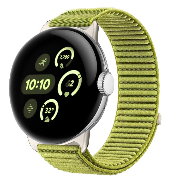 Correia de relógio com interface metálica e fecho de velcro em nylon tecido, para Google Pixel Watch 4 / Watch 3 45mm, para Google Pixel Watch 4 / 3 / 2 / 1 41mm