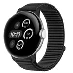 Correia de relógio com interface metálica e fecho de velcro em nylon tecido, para Google Pixel Watch 4 / Watch 3 45mm, para Google Pixel Watch 4 / 3 / 2 / 1 41mm