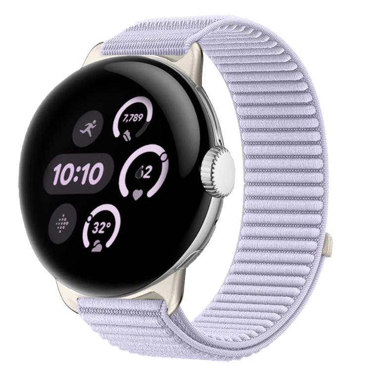 Correia de relógio com interface metálica e fecho de velcro em nylon tecido, para Google Pixel Watch 4 / Watch 3 45mm, para Google Pixel Watch 4 / 3 / 2 / 1 41mm