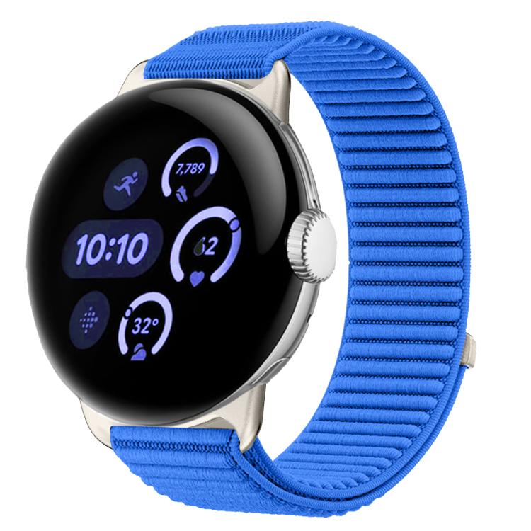 Correia de relógio com interface metálica e fecho de velcro em nylon tecido, para Google Pixel Watch 4 / Watch 3 45mm, para Google Pixel Watch 4 / 3 / 2 / 1 41mm