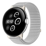 Correia de relógio com interface metálica e fecho de velcro em nylon tecido, para Google Pixel Watch 4 / Watch 3 45mm, para Google Pixel Watch 4 / 3 / 2 / 1 41mm