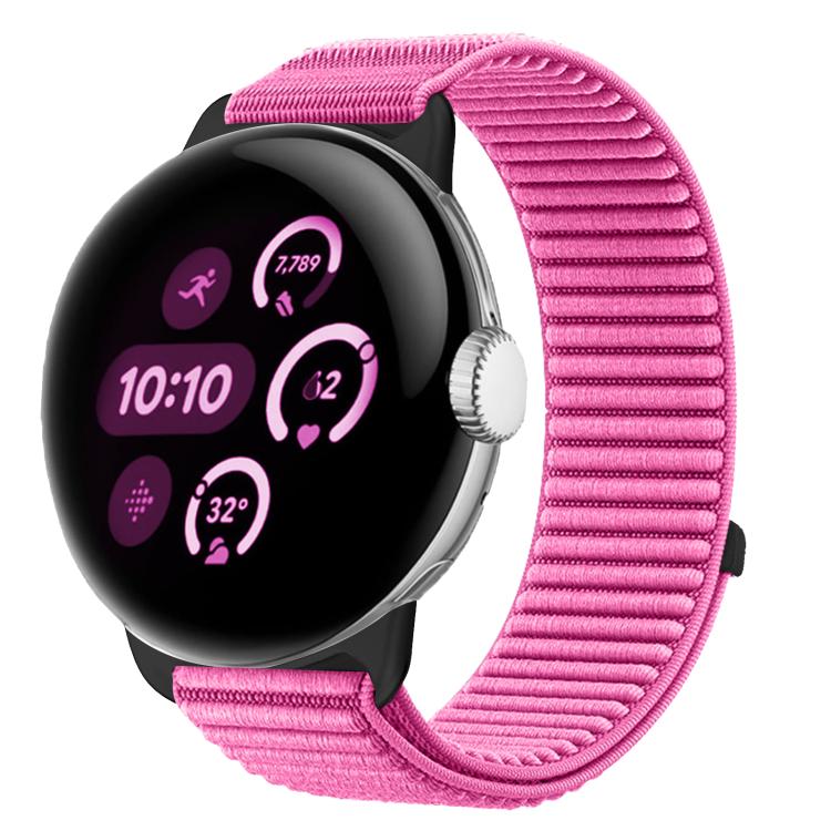 Correia de relógio com interface metálica e fecho de velcro em nylon tecido, para Google Pixel Watch 4 / Watch 3 45mm, para Google Pixel Watch 4 / 3 / 2 / 1 41mm