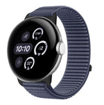 Correia de relógio com interface metálica e fecho de velcro em nylon tecido, para Google Pixel Watch 4 / Watch 3 45mm, para Google Pixel Watch 4 / 3 / 2 / 1 41mm