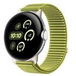 Correia de relógio com interface metálica e fecho de velcro em nylon tecido, para Google Pixel Watch 4 / Watch 3 45mm, para Google Pixel Watch 4 / 3 / 2 / 1 41mm