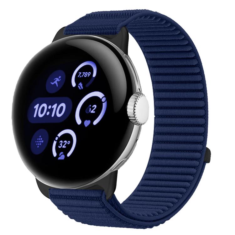 Correia de relógio com interface metálica e fecho de velcro em nylon tecido, para Google Pixel Watch 4 / Watch 3 45mm, para Google Pixel Watch 4 / 3 / 2 / 1 41mm