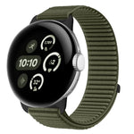 Correia de relógio com interface metálica e fecho de velcro em nylon tecido, para Google Pixel Watch 4 / Watch 3 45mm, para Google Pixel Watch 4 / 3 / 2 / 1 41mm