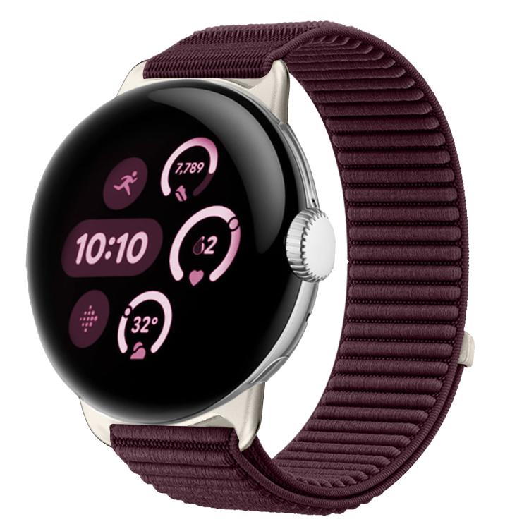 Correia de relógio com interface metálica e fecho de velcro em nylon tecido, para Google Pixel Watch 4 / Watch 3 45mm, para Google Pixel Watch 4 / 3 / 2 / 1 41mm