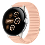 Correia de relógio com interface metálica e fecho de velcro em nylon tecido, para Google Pixel Watch 4 / Watch 3 45mm, para Google Pixel Watch 4 / 3 / 2 / 1 41mm
