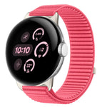 Correia de relógio com interface metálica e fecho de velcro em nylon tecido, para Google Pixel Watch 4 / Watch 3 45mm, para Google Pixel Watch 4 / 3 / 2 / 1 41mm
