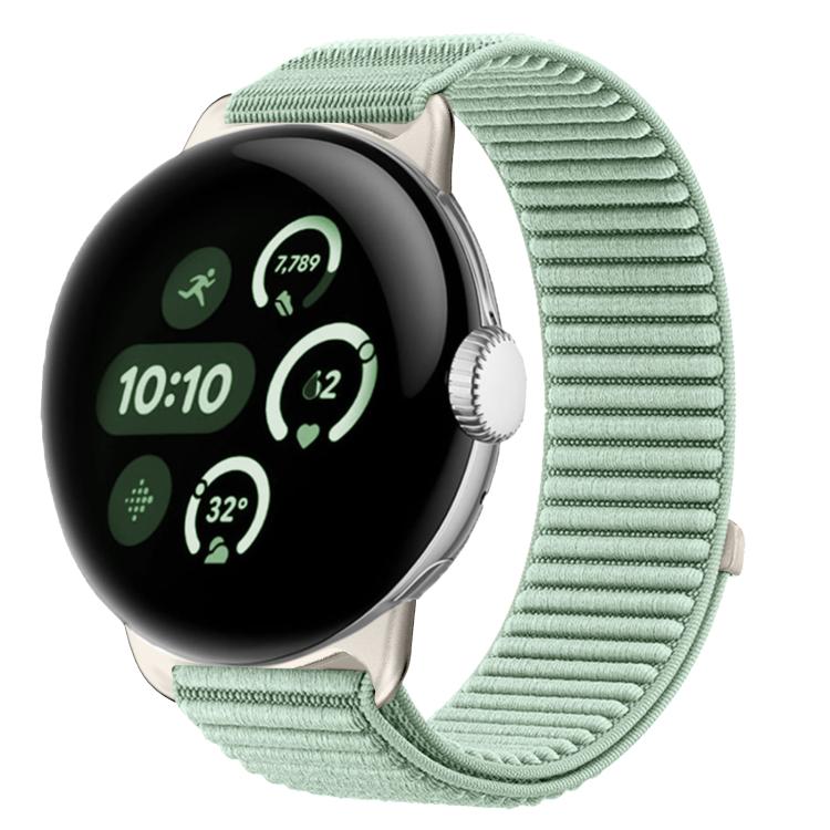 Correia de relógio com interface metálica e fecho de velcro em nylon tecido, para Google Pixel Watch 4 / Watch 3 45mm, para Google Pixel Watch 4 / 3 / 2 / 1 41mm