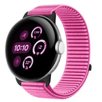 Correia de relógio com interface metálica e fecho de velcro em nylon tecido, para Google Pixel Watch 4 / Watch 3 45mm, para Google Pixel Watch 4 / 3 / 2 / 1 41mm