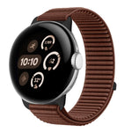 Correia de relógio com interface metálica e fecho de velcro em nylon tecido, para Google Pixel Watch 4 / Watch 3 45mm, para Google Pixel Watch 4 / 3 / 2 / 1 41mm