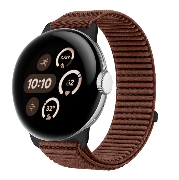 Correia de relógio com interface metálica e fecho de velcro em nylon tecido, para Google Pixel Watch 4 / Watch 3 45mm, para Google Pixel Watch 4 / 3 / 2 / 1 41mm