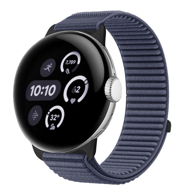 Correia de relógio com interface metálica e fecho de velcro em nylon tecido, para Google Pixel Watch 4 / Watch 3 45mm, para Google Pixel Watch 4 / 3 / 2 / 1 41mm