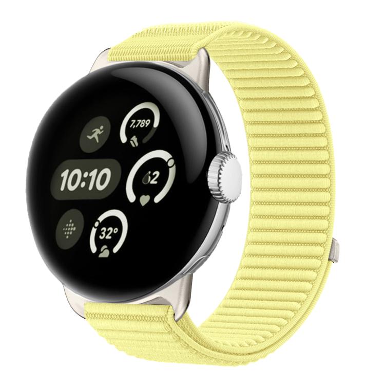 Correia de relógio com interface metálica e fecho de velcro em nylon tecido, para Google Pixel Watch 4 / Watch 3 45mm, para Google Pixel Watch 4 / 3 / 2 / 1 41mm