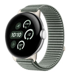 Correia de relógio com interface metálica e fecho de velcro em nylon tecido, para Google Pixel Watch 4 / Watch 3 45mm, para Google Pixel Watch 4 / 3 / 2 / 1 41mm