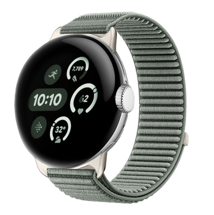 Correia de relógio com interface metálica e fecho de velcro em nylon tecido, para Google Pixel Watch 4 / Watch 3 45mm, para Google Pixel Watch 4 / 3 / 2 / 1 41mm