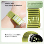 Correia de relógio com interface metálica e fecho de velcro em nylon tecido, para Google Pixel Watch 4 / Watch 3 45mm, para Google Pixel Watch 4 / 3 / 2 / 1 41mm