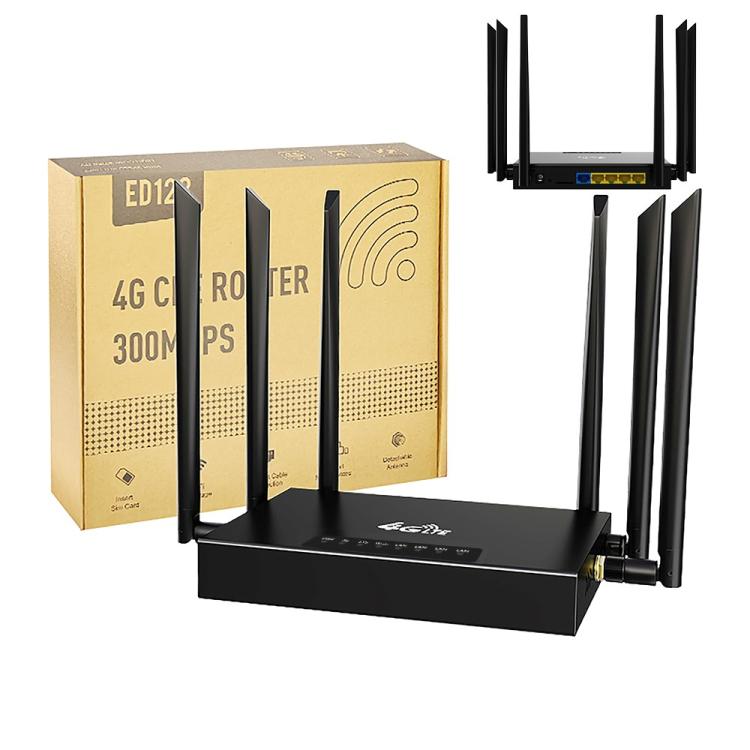 ED128-L Roteador Industrial WiFi 4G LTE 300Mbps para Escritório em Casa com Cartão SIM, Versão Americana, Ficha EUA, Ficha UE