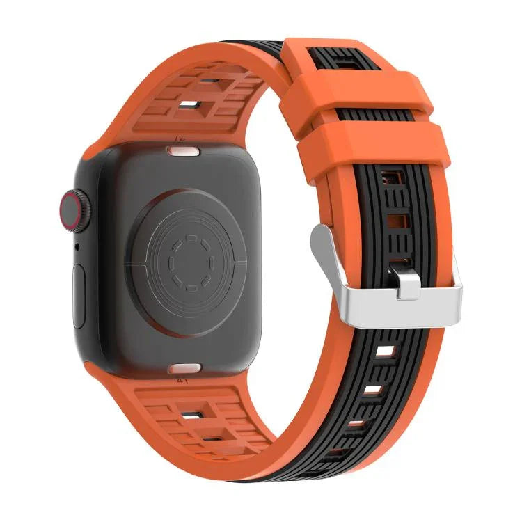Bracelete em Silicone com Risca Vertical Bicolor, Para Apple Watch 46mm / 49mm / 45mm / 44mm, Para Apple Watch 42mm / 41mm / 40mm / 38mm