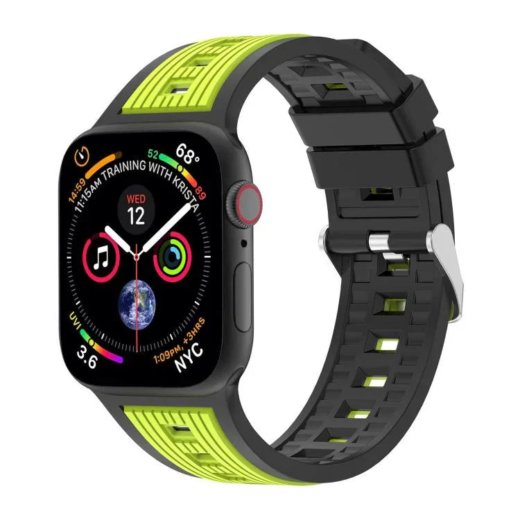 Bracelete em Silicone com Risca Vertical Bicolor, Para Apple Watch 46mm / 49mm / 45mm / 44mm, Para Apple Watch 42mm / 41mm / 40mm / 38mm