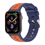 Bracelete em Silicone com Risca Vertical Bicolor, Para Apple Watch 46mm / 49mm / 45mm / 44mm, Para Apple Watch 42mm / 41mm / 40mm / 38mm