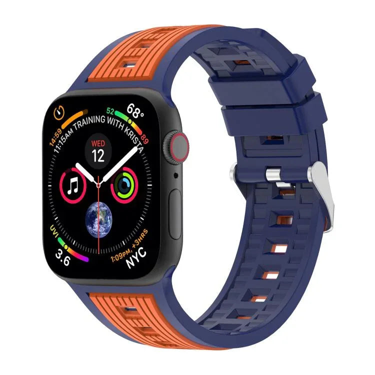 Bracelete em Silicone com Risca Vertical Bicolor, Para Apple Watch 46mm / 49mm / 45mm / 44mm, Para Apple Watch 42mm / 41mm / 40mm / 38mm
