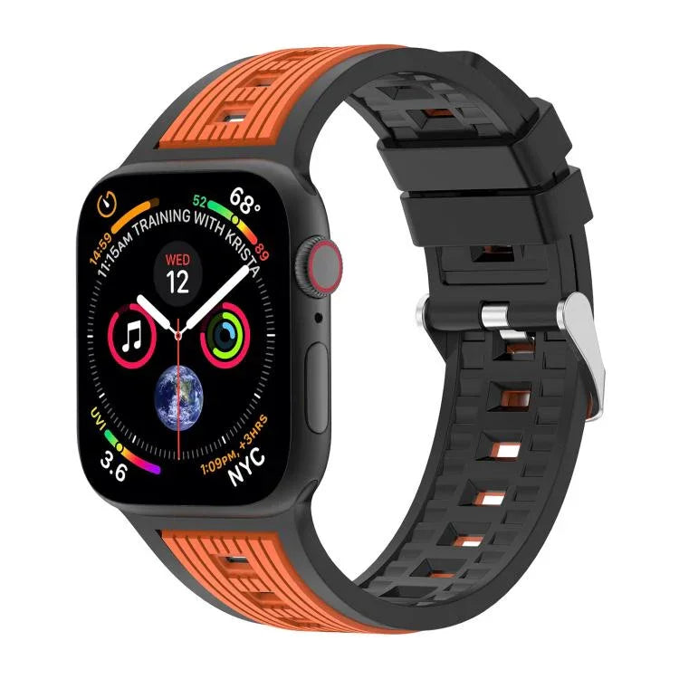 Bracelete em Silicone com Risca Vertical Bicolor, Para Apple Watch 46mm / 49mm / 45mm / 44mm, Para Apple Watch 42mm / 41mm / 40mm / 38mm