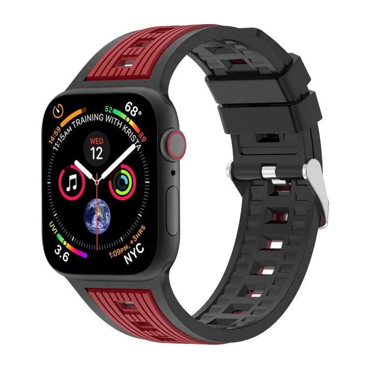 Bracelete em Silicone com Risca Vertical Bicolor, Para Apple Watch 46mm / 49mm / 45mm / 44mm, Para Apple Watch 42mm / 41mm / 40mm / 38mm