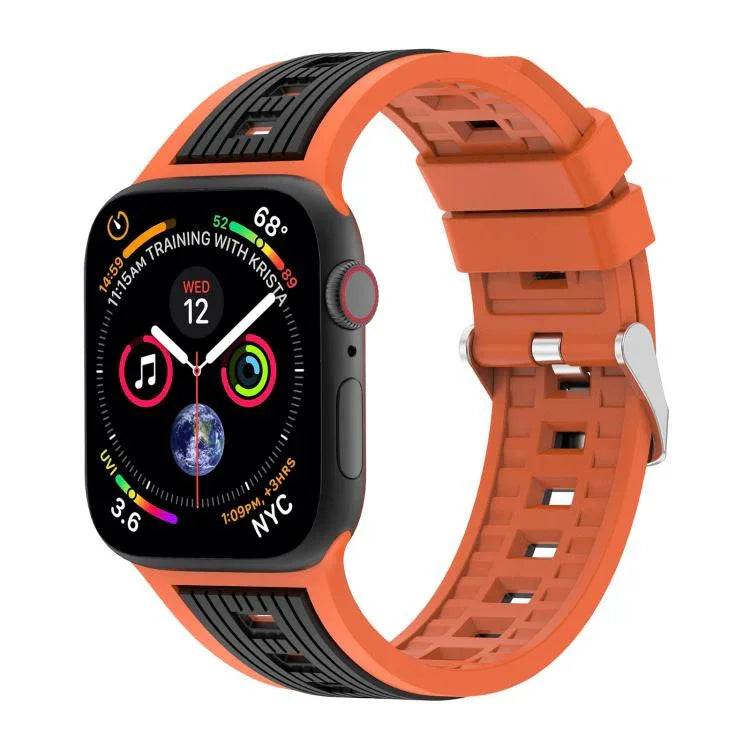 Bracelete em Silicone com Risca Vertical Bicolor, Para Apple Watch 46mm / 49mm / 45mm / 44mm, Para Apple Watch 42mm / 41mm / 40mm / 38mm