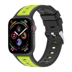 Bracelete em Silicone com Risca Vertical Bicolor, Para Apple Watch 46mm / 49mm / 45mm / 44mm, Para Apple Watch 42mm / 41mm / 40mm / 38mm