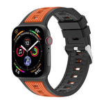 Bracelete em Silicone com Risca Vertical Bicolor, Para Apple Watch 46mm / 49mm / 45mm / 44mm, Para Apple Watch 42mm / 41mm / 40mm / 38mm