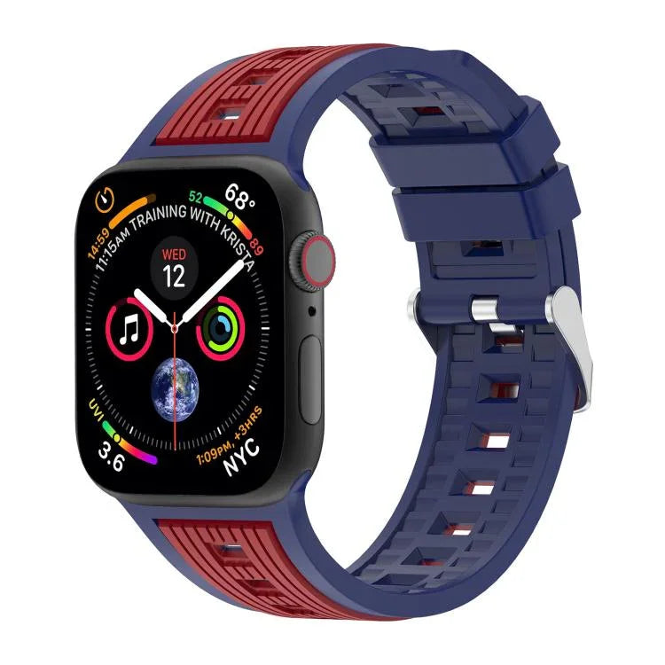 Bracelete em Silicone com Risca Vertical Bicolor, Para Apple Watch 46mm / 49mm / 45mm / 44mm, Para Apple Watch 42mm / 41mm / 40mm / 38mm